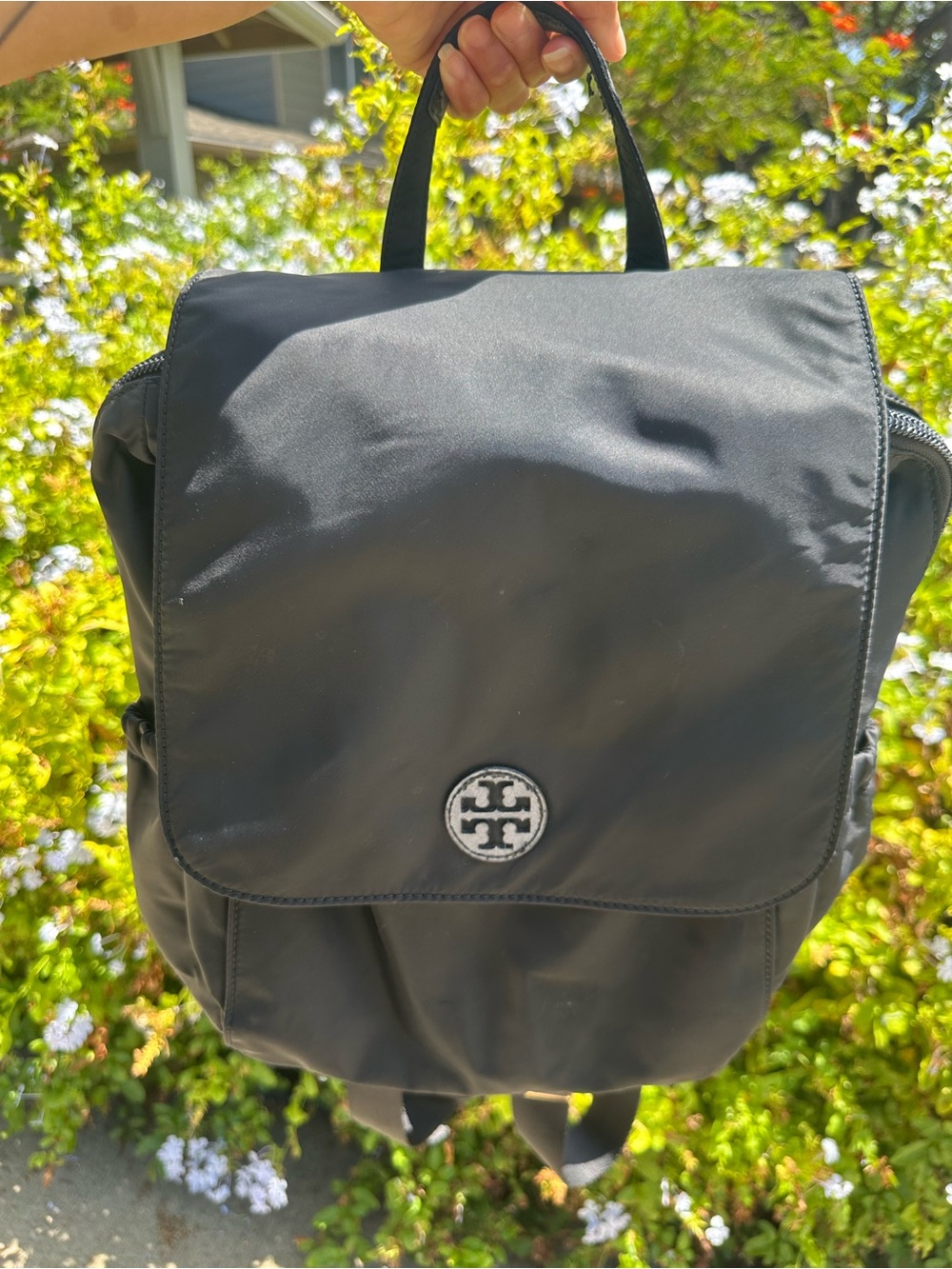 Tory Burch Black Nylon Backpack Gold Hardware